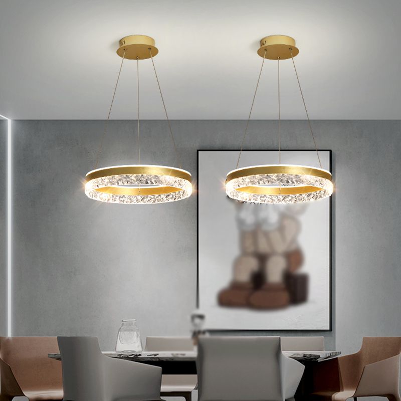 Circle Shape Metal Pendant Light Fixture Modern Style Single Light Hanging Light Fixture