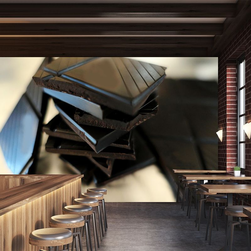 Zachte kleur chocolade muurschildering behang hedendaagse wandbekleding voor dessertwinkel