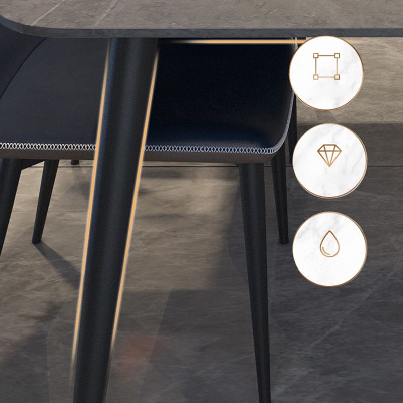Metal Modern Rectangular Table Sintered Stone Table for Dining Room and Kitchen