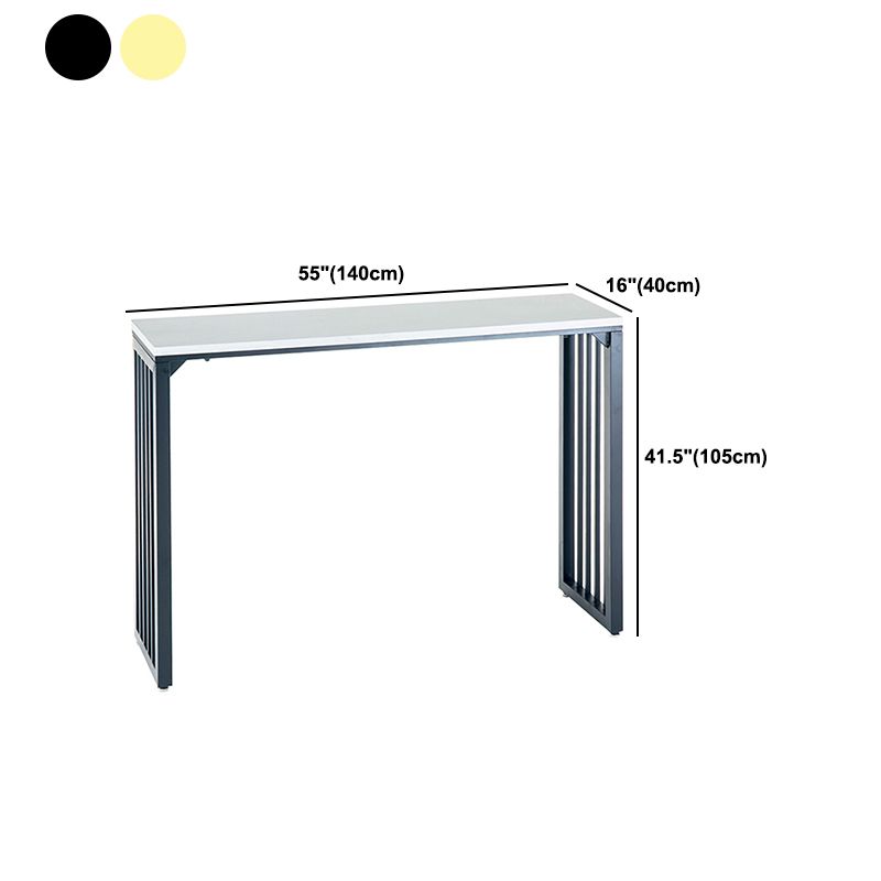 Rectangle Bar Dining Table White Faux Marble Top Bar Height Table with Sled Base