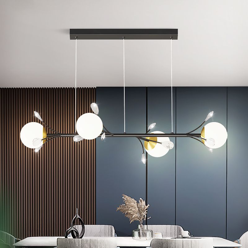 4 Light Sphere Island Lighting Contemporary Glass Island Lights in Black