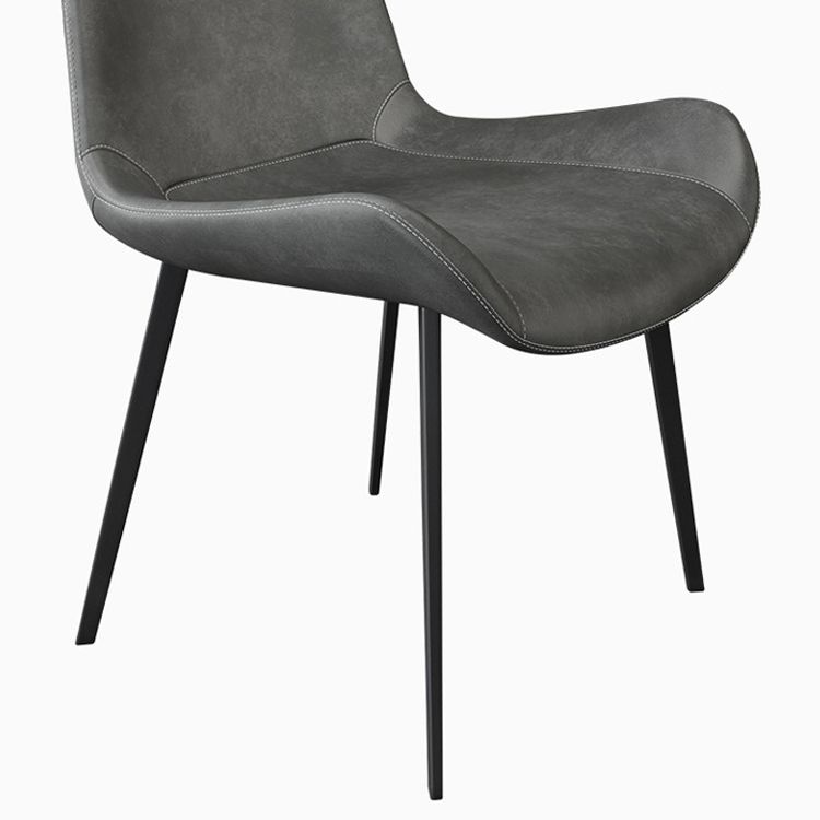 Leather Dining Chairs Industrial Design Solid Back Arm Side Chairs for Kitchen