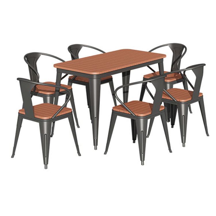 Contemporary Style Wood Table Set 1/2/3/5/7 Pieces Dining Set with Metal Chairs