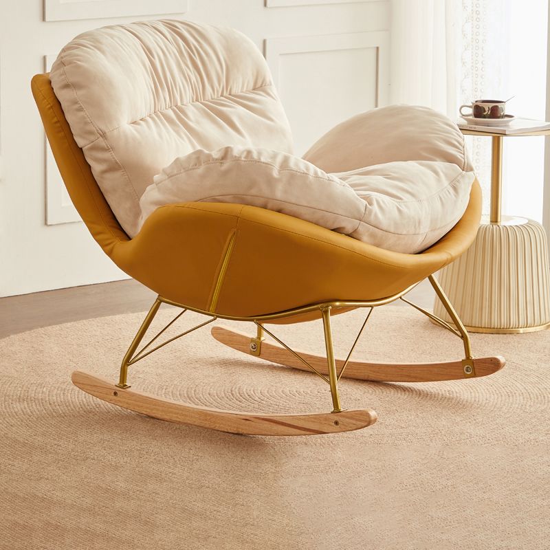 Glam Ergonomic Rocking Accent Chair with Padded Seat Rocking Chair Suede