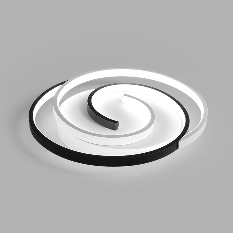 Black and White Swirl Ceiling Light Simple Metal LED Flush Mount Lighting Fixture for Bedroom