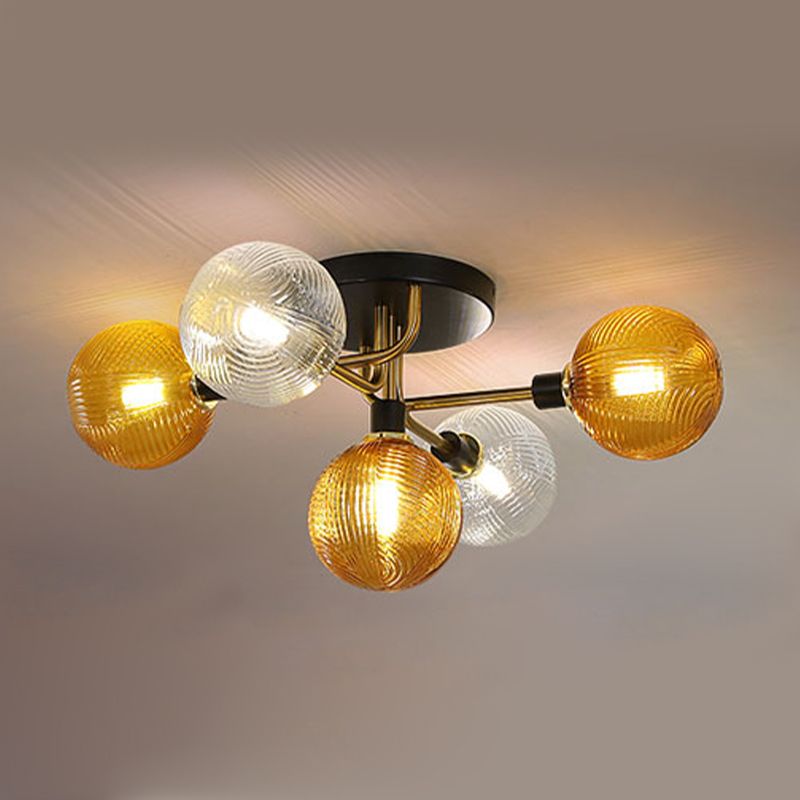 Glass Ball Shape Flush Mount Light Modern 5 Lights Flush Mount Ceiling Fixture