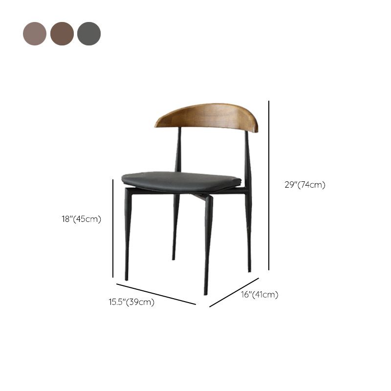 Modern Style Dining Chair Leather Open Back Side Chair for Dining Room