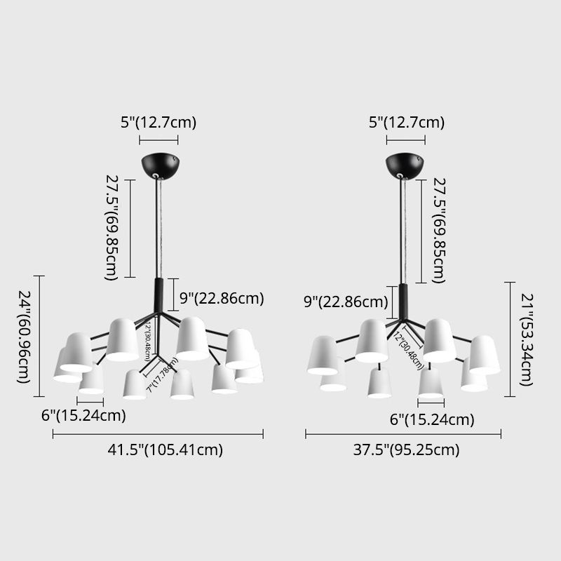 Nordic Simplicity Style Chandelier Light with Down Lighting Cylindrical Shade Living Room Lighting Fixture