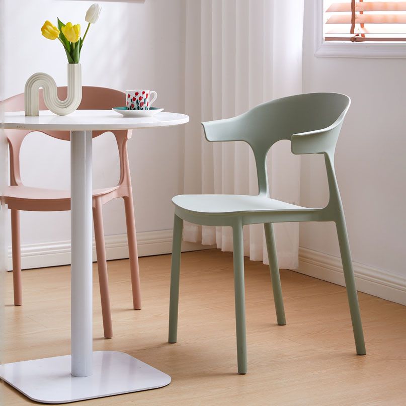 Silla apilable de cocina contemporánea, silla lateral sin brazos con patas de plástico