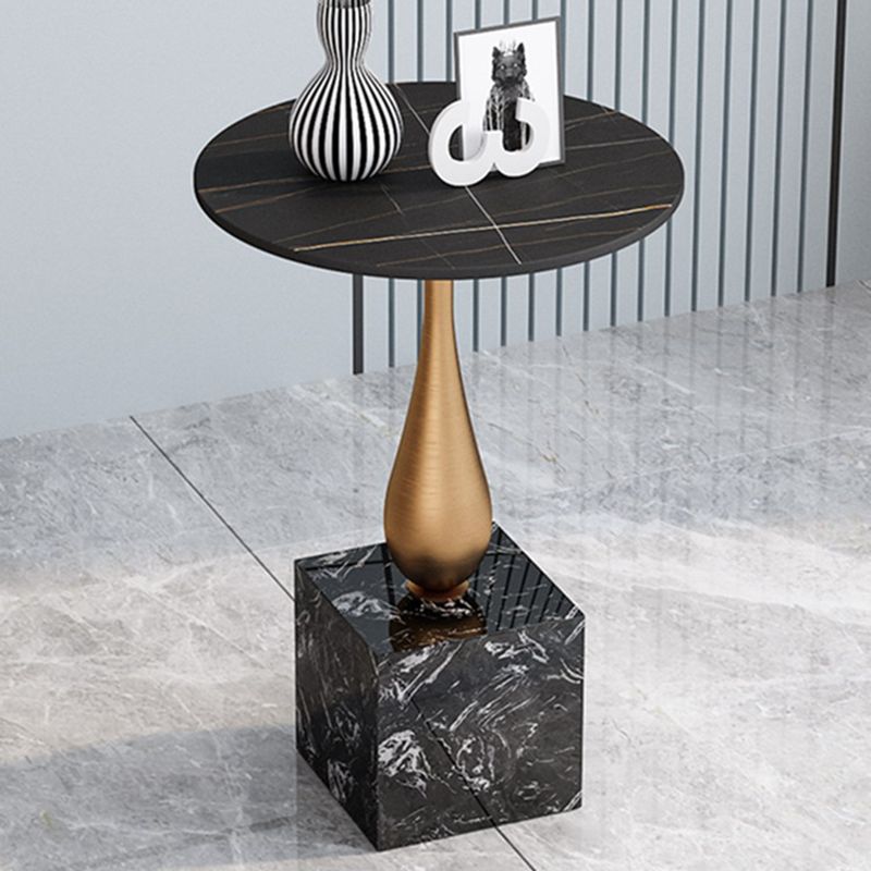 13.77" Wide Pedestal Side Table Modernistic Metal Side End Snack Table
