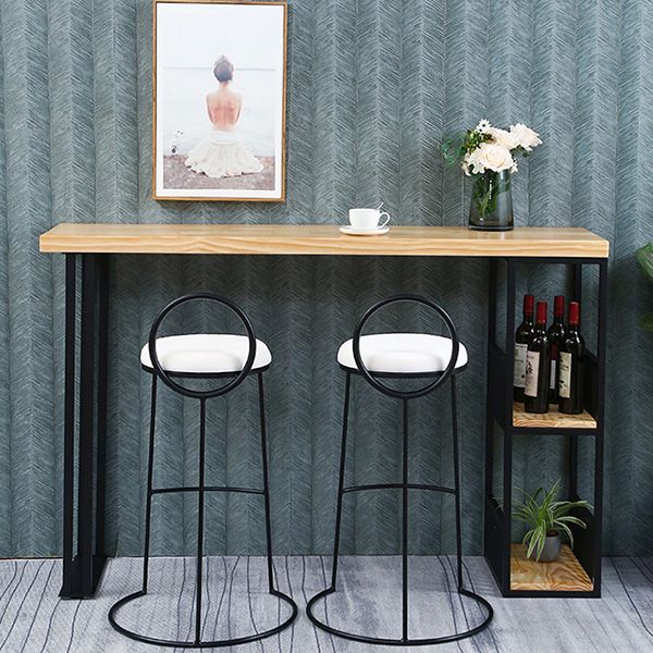 Industrial Bar Wine Table Sled Indoor Rectangle Solid Wood Counter Height Table