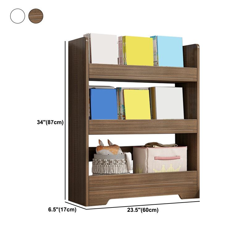 Modern Engineered Wood Bookshelf Standard Vertical Bookcase in Burnish