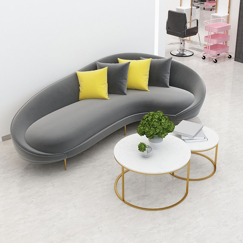 Contemporary Velvet Solid Color 33.46" H Curved Slope Arm Sofa