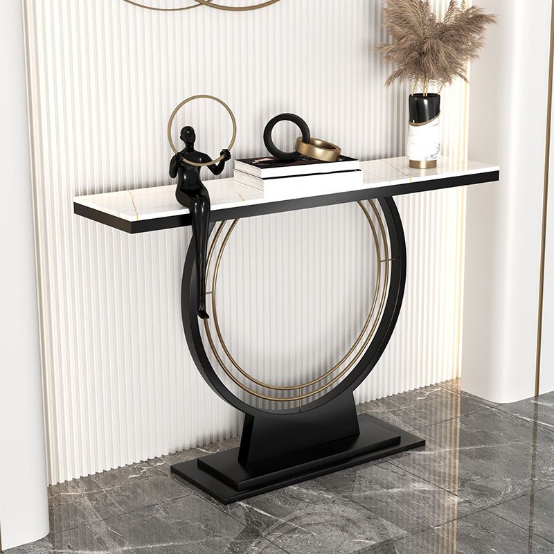Contemporary Stone Console Sofa Table Rectangle End Table for Hall