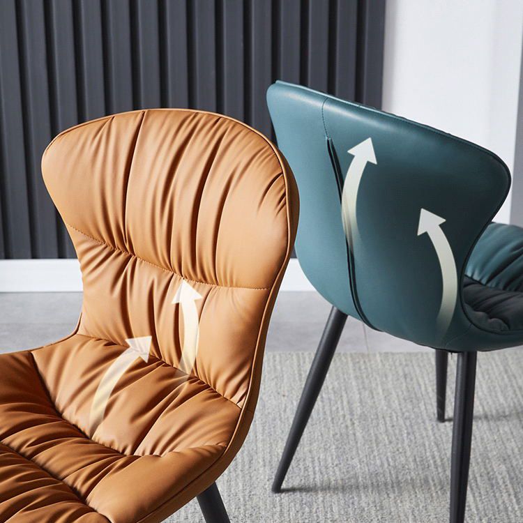 Zeitgenössischer Essanarmloser Stuhl Matte Finish Leder gebogene Parsons Seitenstuhl