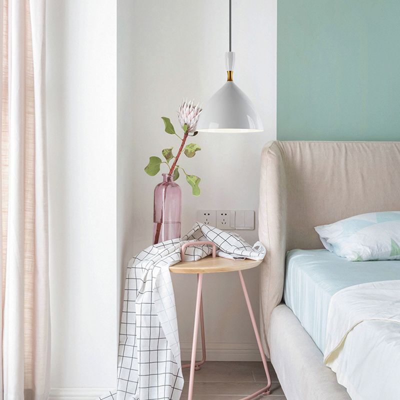 Macaron Style 1-Bulb Pendant Pendant Metal Teardrop en forme de lumière suspendue pour salle à manger