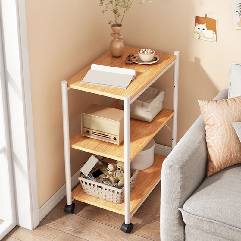 Modern Style Bookshelf Wooden Open Back Bookcase with Caster Wheels for Home