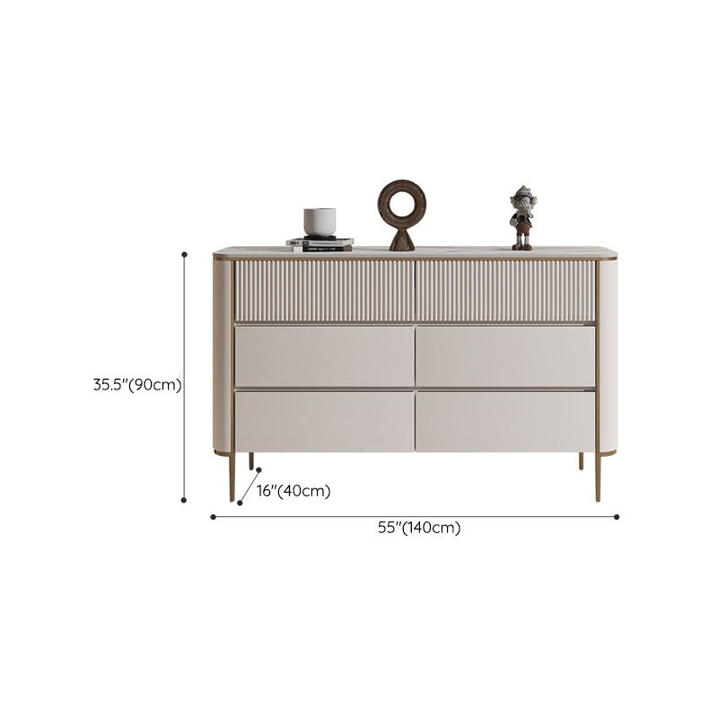 Horizontal Glam Stone Storage Chest Bedroom Chest in White with Drawers