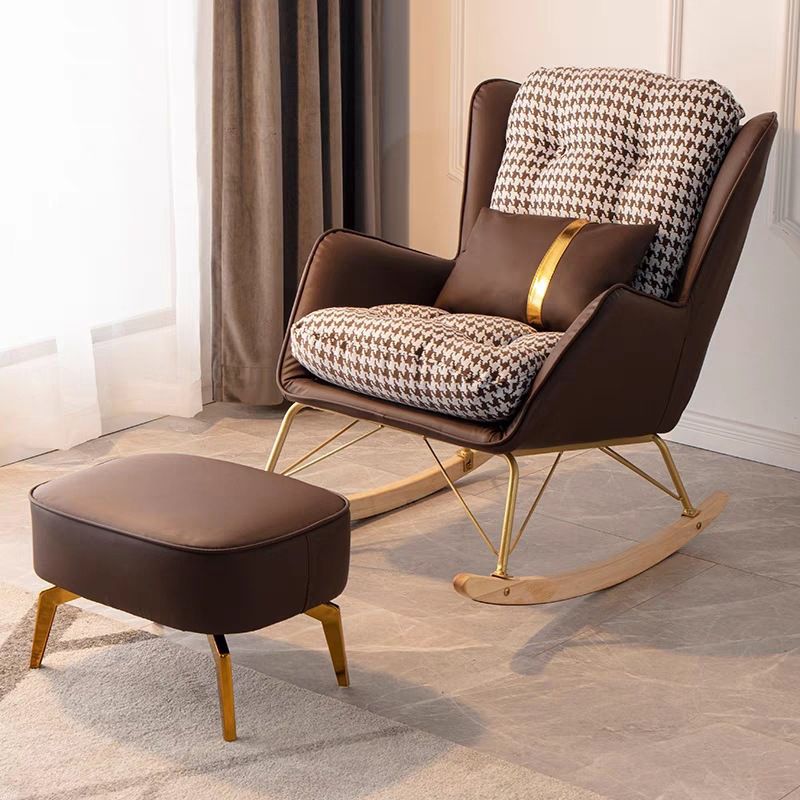 Modern Rocker Chair Upholstered Button-Tufted with Light Legs Glider