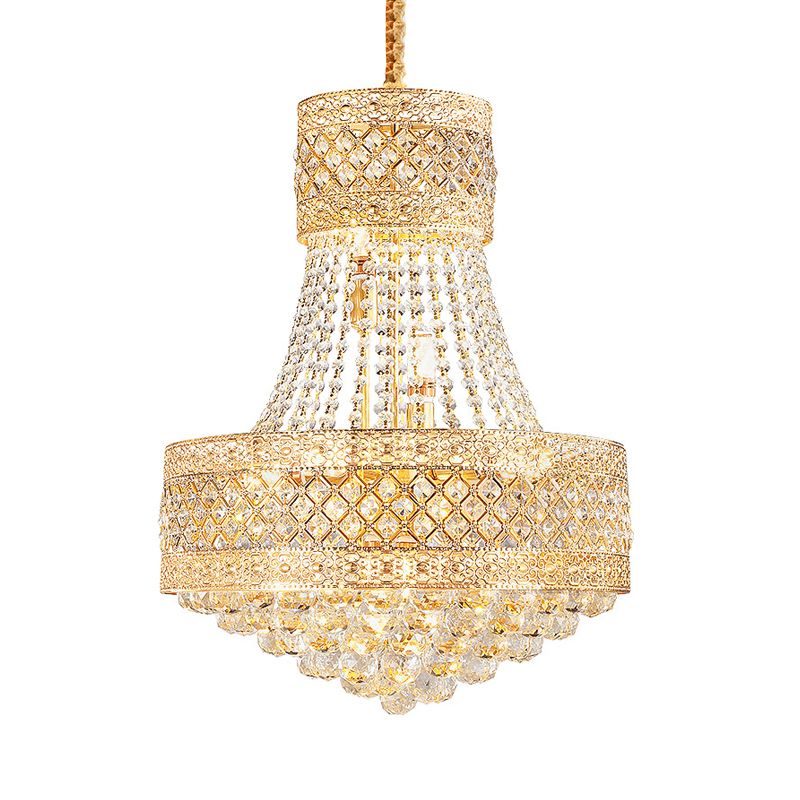 Drum Octagon Crystal Deckenhänge Fixture zeitgenössische 3/5 Lichter Gold Anhänger Kronleuchter, 12 "/15,5" breit