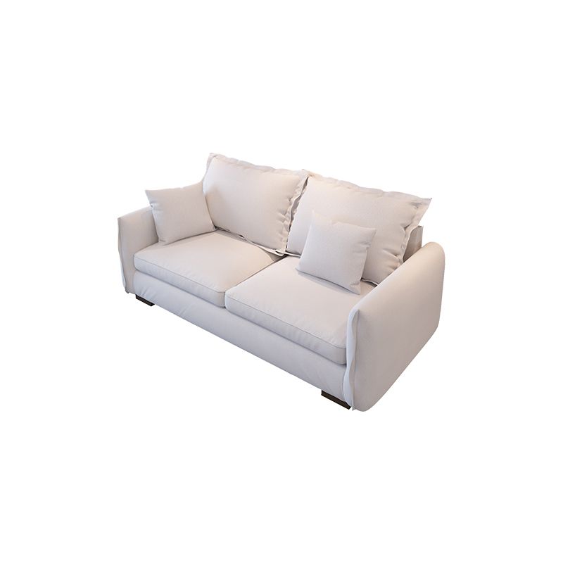 Faux Leather and Cotton Blend Settee Couch Square Arm Sofa Couch with Pillows