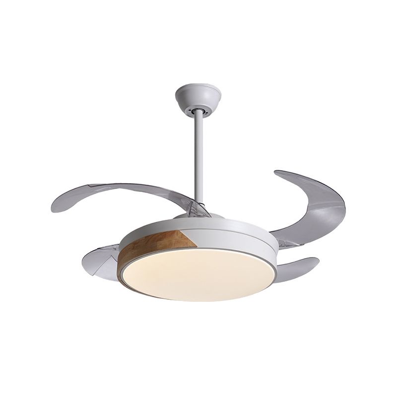 Einfachheit runde Lüfterlampe LED Metal Semi Flush Deckenleuchte in Weiß mit 3 klaren Klingen, 36 "/42" breit