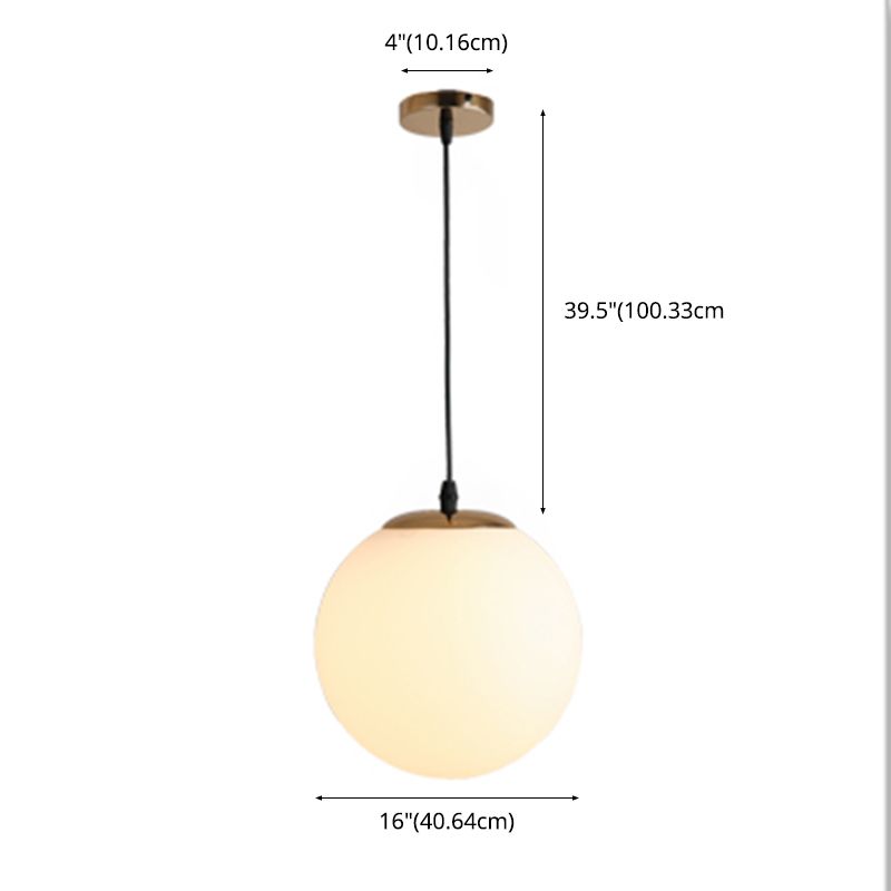 1 globe léger peinnant plafonniers industriels en verre de lait en verre pendant luminaires pour le restaurant