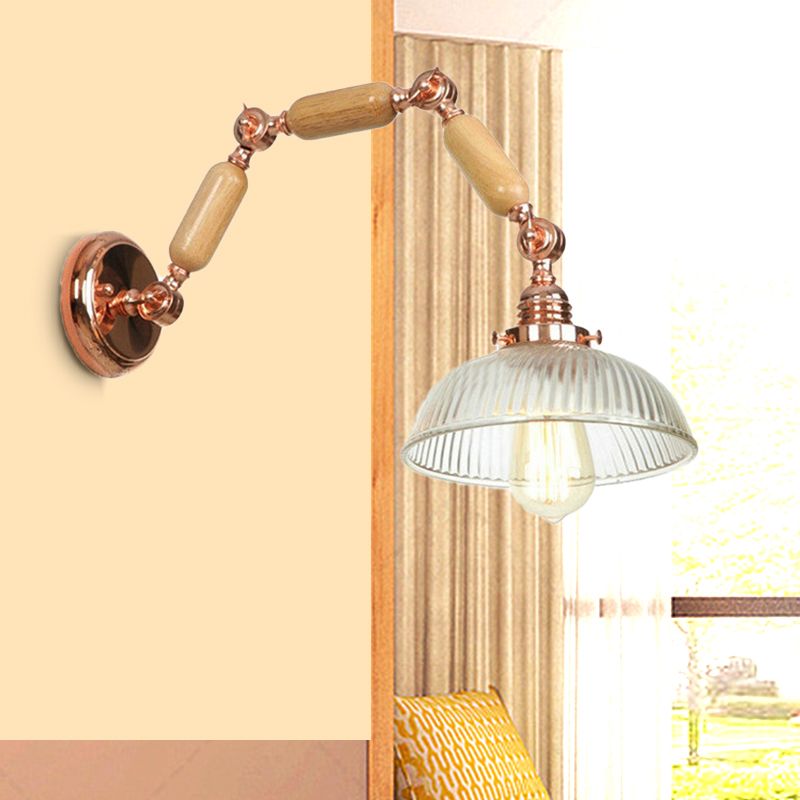 One Lampe Wandleuchte mit Schüssel Schatten Rippenglas Vintage Stil Wohnzimmer Leuchte Beleuchtung