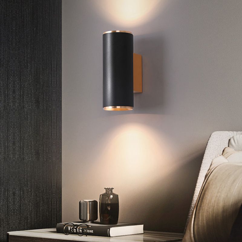 Medio cilindro forma de pared de metal estilo moderno 2 luces luz de montaje de pared