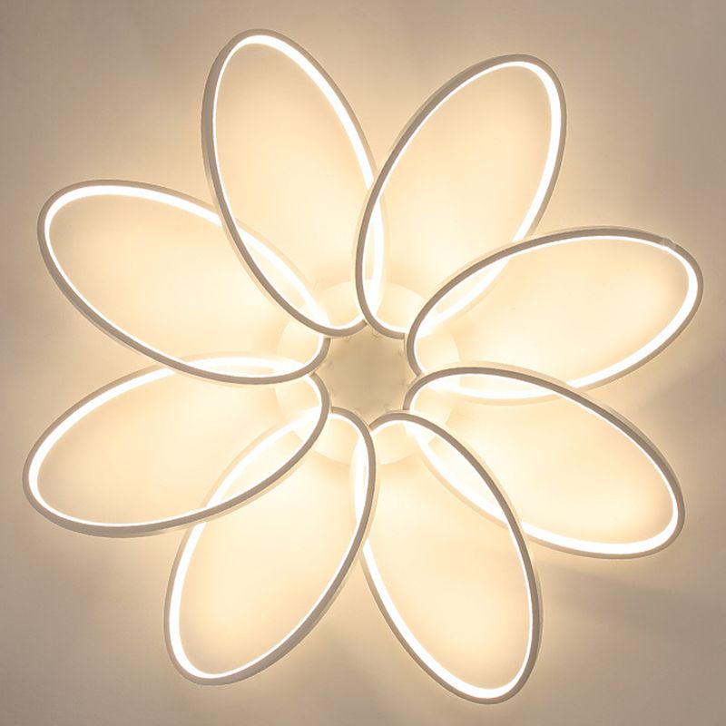 Minimalist Floral Semi Flush Mount Lighting Metal LED Bedroom Ceiling Lighting