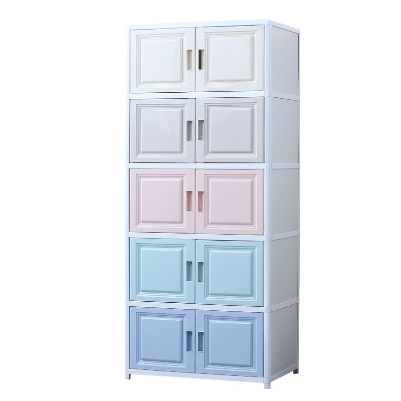 Contemporary Hinged Storage Cabinet Plastic Non-Hanging Armoire