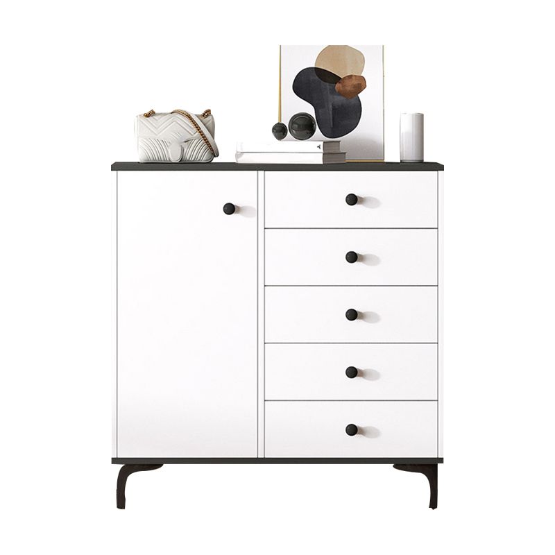 Contemporary Engineered Wood Storage Chest Bedroom Chest in White with Drawers