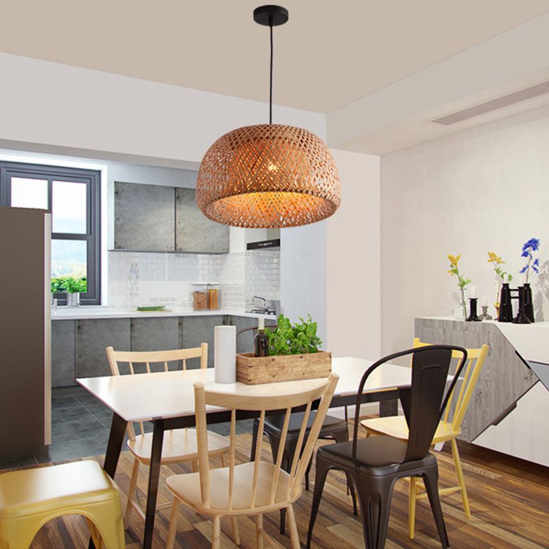 1 leichte halbkugelförmige Deckenleuchte chinesischer chinesischer Rattan Hängende Anhängerleuchten für das Restaurant
