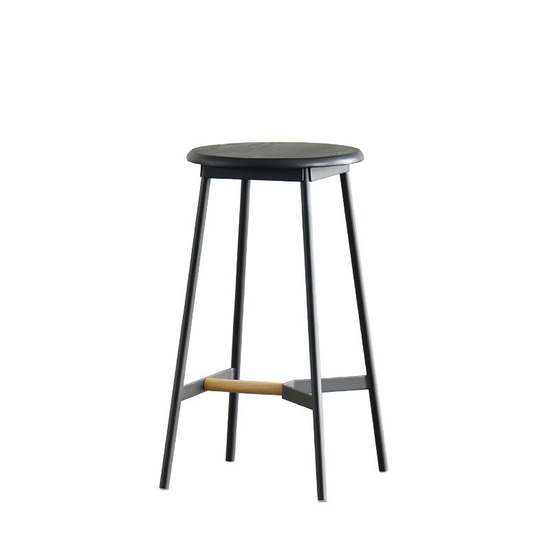 Contemporary Style Metal Bar Stool Footrest Counter Stool in Black