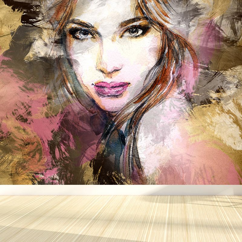 Modern Famous Female Mural Decal Pastel Color Water-Proof Wall Decor for Bathroom