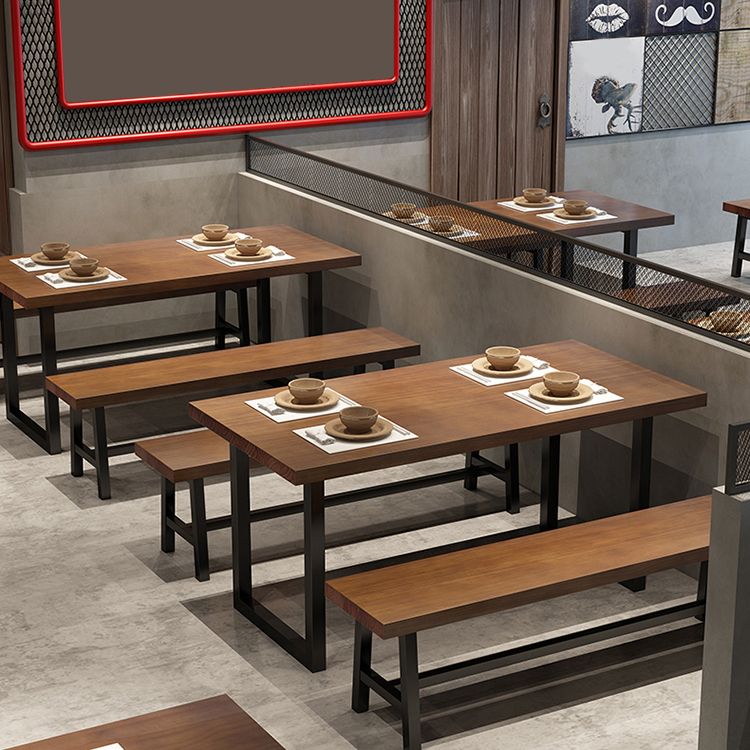 Industrial Dining Table Set 1/2/3/5 Pcs Solid Wood Top Table with Arm Chairs