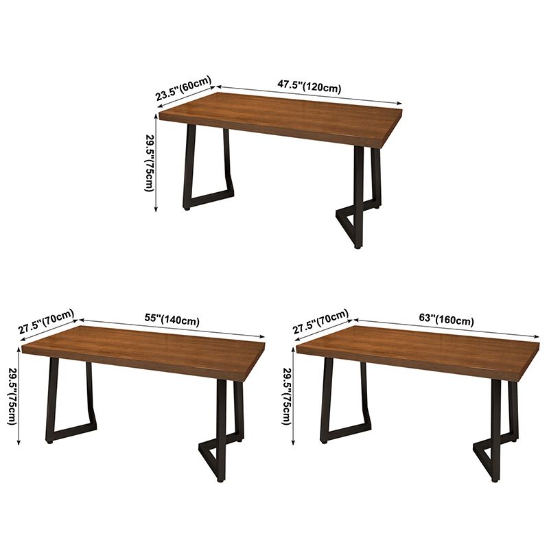 Table à manger industrielle table en bois massif en pin avec piédestal double noir pour le dîner de cuisine à domicile