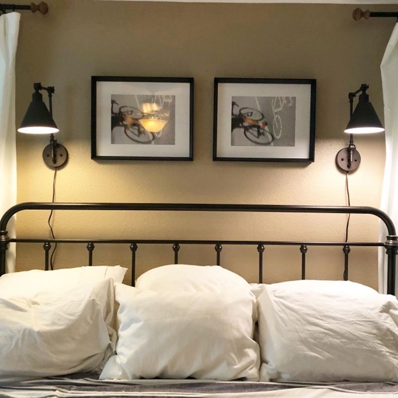 Black Modern Wall Sconce Cone Shape Wall Light with Metal Shade for Bedroom