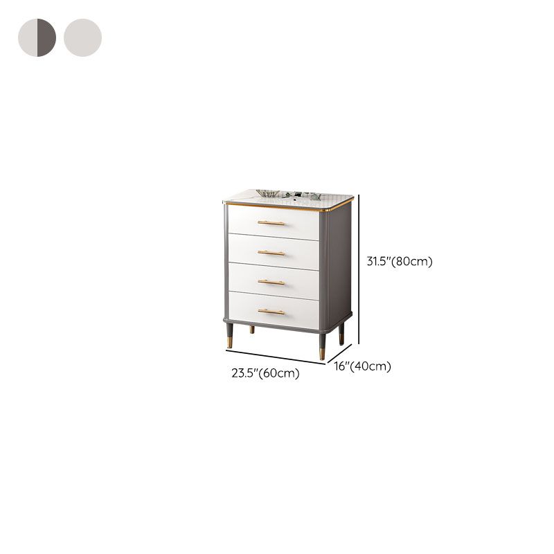 Glam White Vertical Stone Storage Chest Bedroom Chest with Drawers