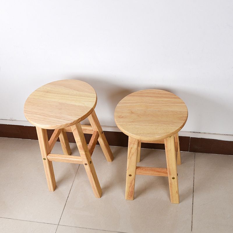 Minimalist Design Solid Wood Bar Stool Backless Counter Chair with Wood Base