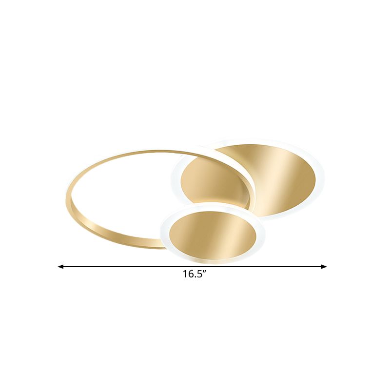 16.5"/20.5" W Round Ceiling Flush Modernist Metallic LED Gold Flush Mount Lamp in Warm/White Light