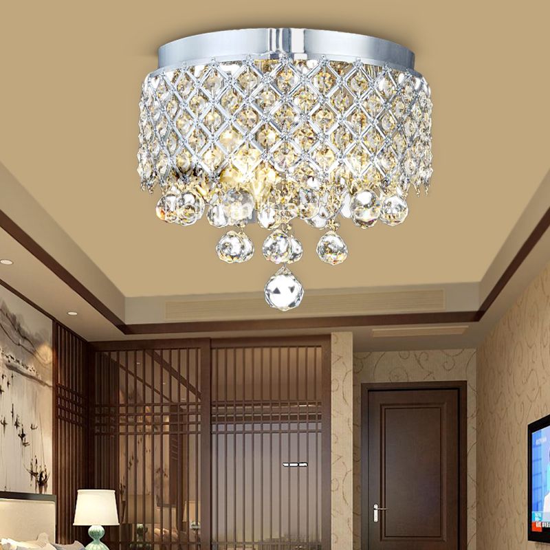 Cascade Flush Mount Lamp Hedendaagse Crystal Ball 3 Lampen Chrome Plafond Verlichting