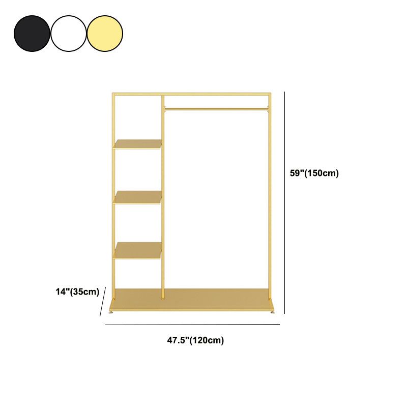 Modern Entryway Kit Hanging Rail and 3 Side Storage Shelves Coat Hanger
