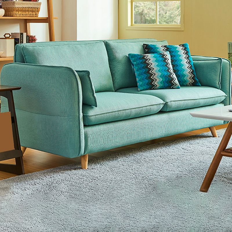 Contemporary Square Arm Cushions Sofa Fabric Standard Settee