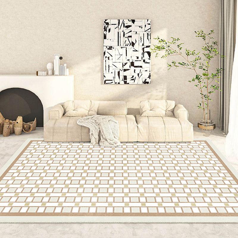 White Modern Rug Polyester Circle Rug Washable Rug for Living Room