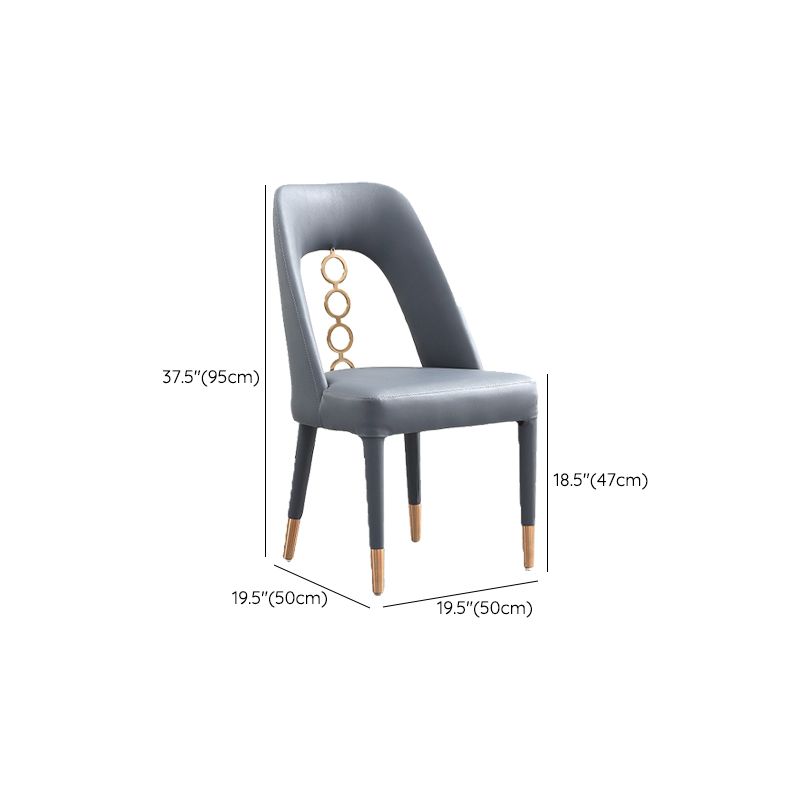 Faux Leather Home Dining Chair Open Back Dining Side Chair in Gray