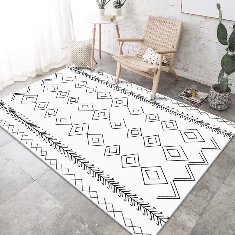 Bohemian Living Room Rug American Print Polyester Area Carpet Stain Resistant Rug