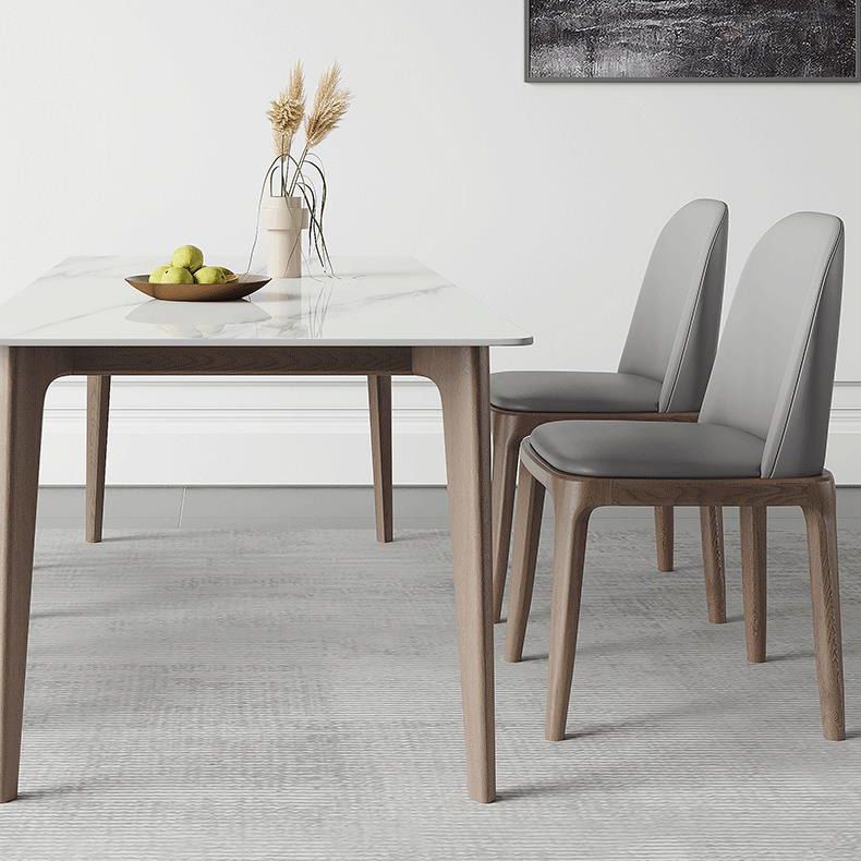 Simplicity Furniture Rectangle Stone Dining Room Table in White