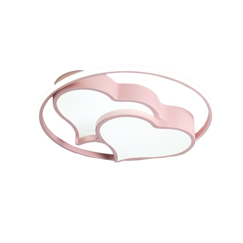 Moderne ringförmige Deckenleuchte mit 2-Herz-Unterputzleuchte aus Acryl und Metall für das Wohnzimmer