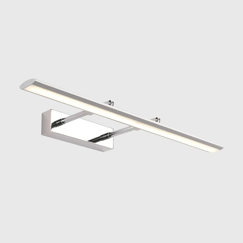 Éclairage de vanité des toilettes à LED Minimaliste de la lumière murale en argent avec une teinte en métal allongée